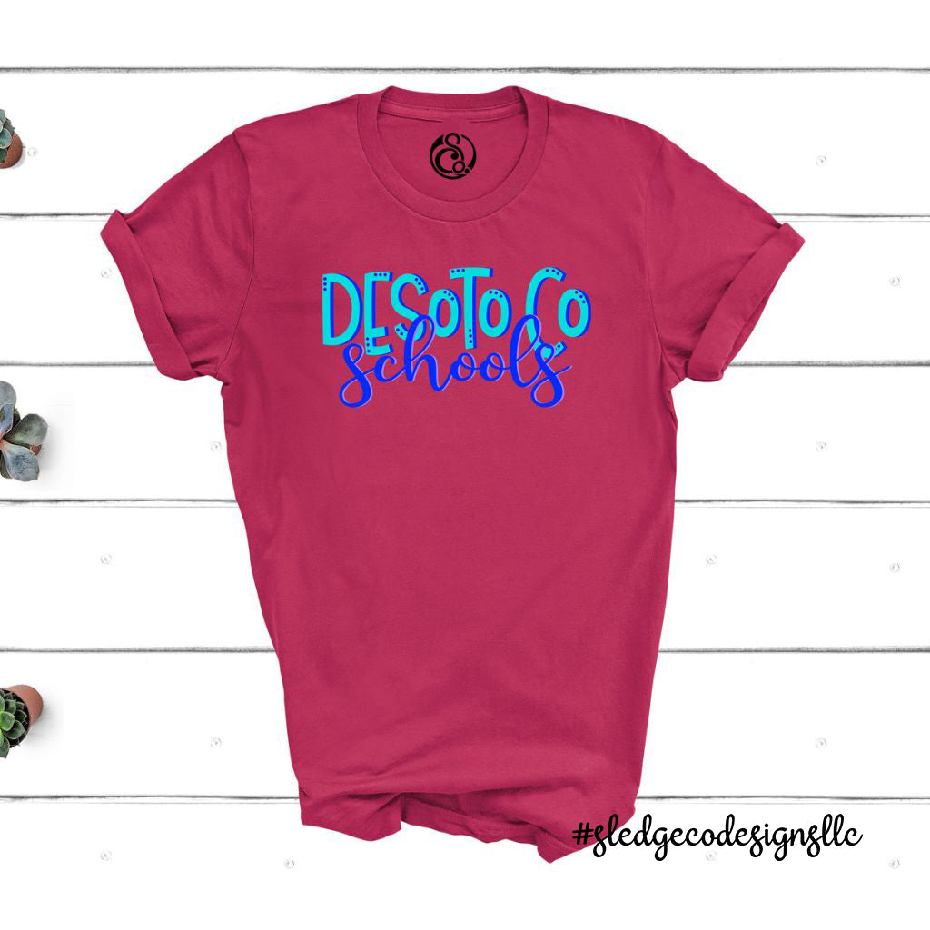 Desoto County Schools |  Custom PINK & BLUE - UNISEX TEE  | MADE TO ORDER