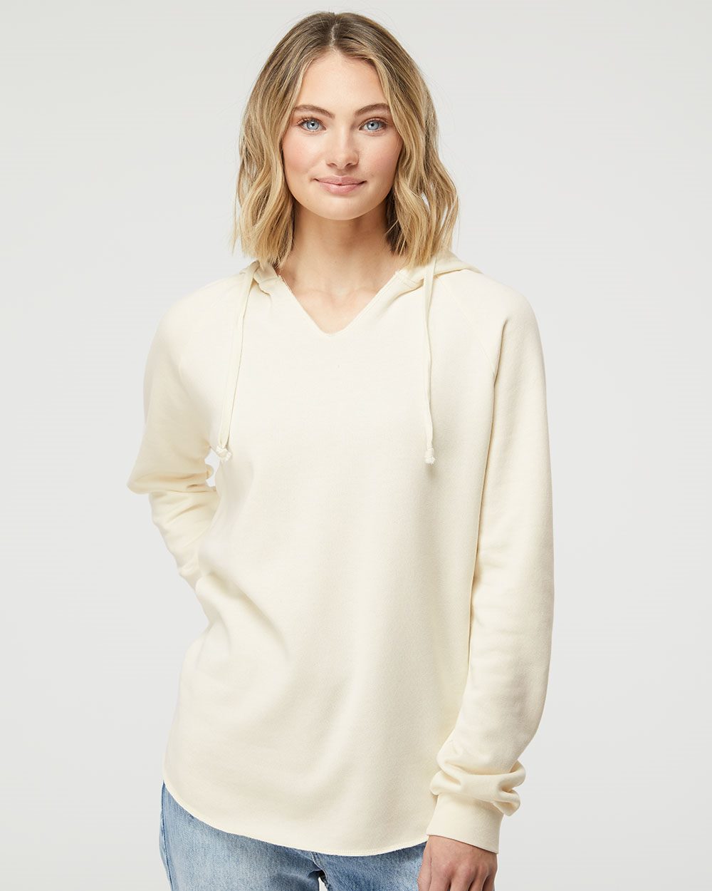 NORTH DELTA GREENWAVES | Women’s Lightweight Wave Wash Hooded Sweatshirt - BONE