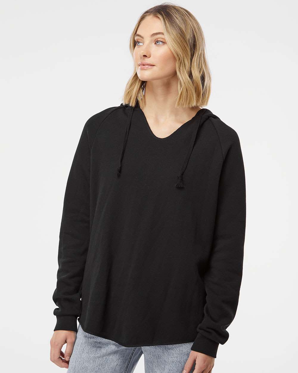 LOBOS RUSH SOCCER | Women’s Lightweight Wave Wash Hooded Sweatshirt - BLACK