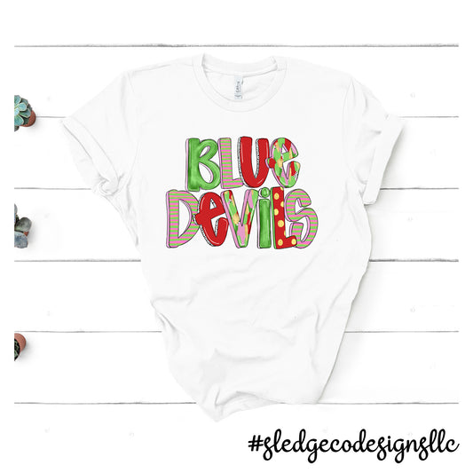 TUNICA ACADEMY BLUE DEVILS | CHRISTMAS DOODLE | Custom Unisex Tshirt