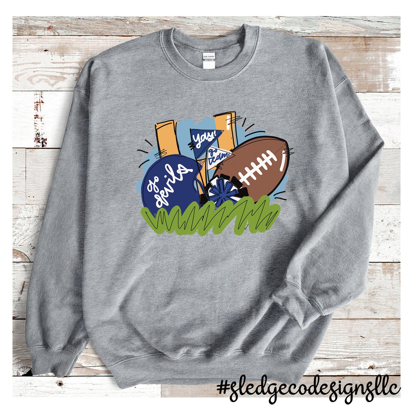 TUNICA ACADEMY BLUE DEVILS FOOTBALL | CUSTOM UNISEX SWEATSHIRT