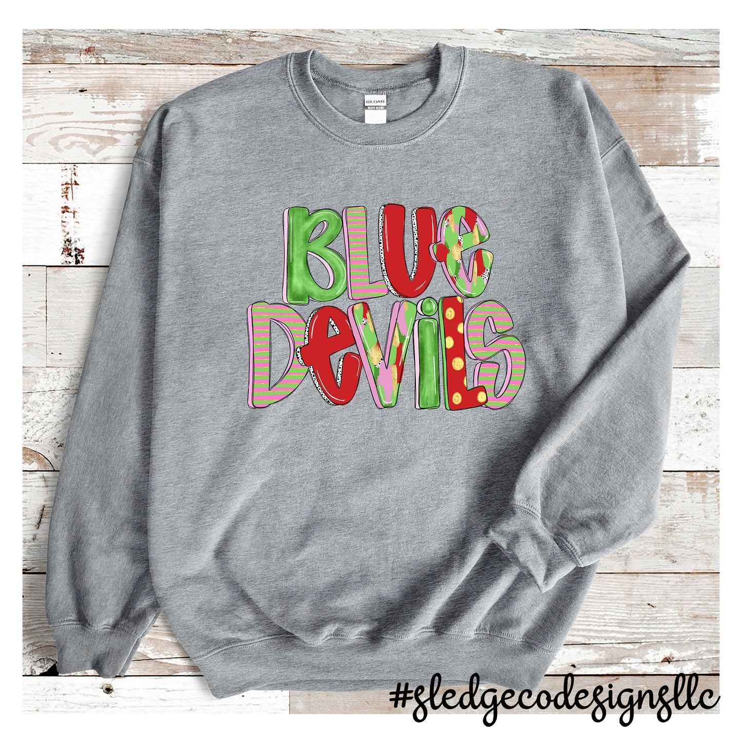 TUNICA ACADEMY BLUE DEVILS | DOODLE RAD & GREEN | Custom Unisex SWEATSHIRT