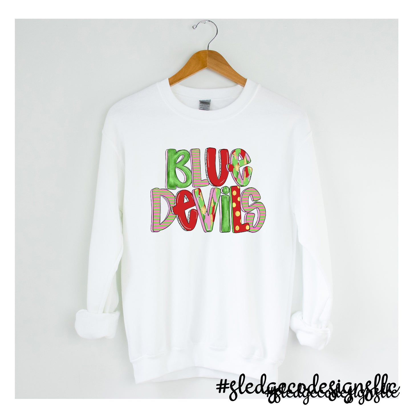 TUNICA ACADEMY BLUE DEVILS | DOODLE RAD & GREEN | Custom Unisex SWEATSHIRT