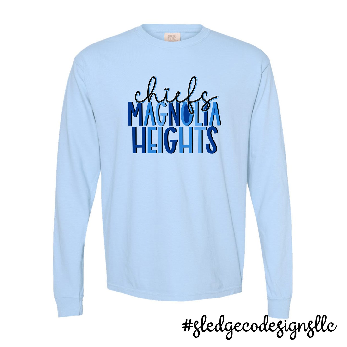 MAGNOLIA HEIGHTS CHIEFS | STACKED BLUE | Long Sleeve Custom Unisex Tshirt