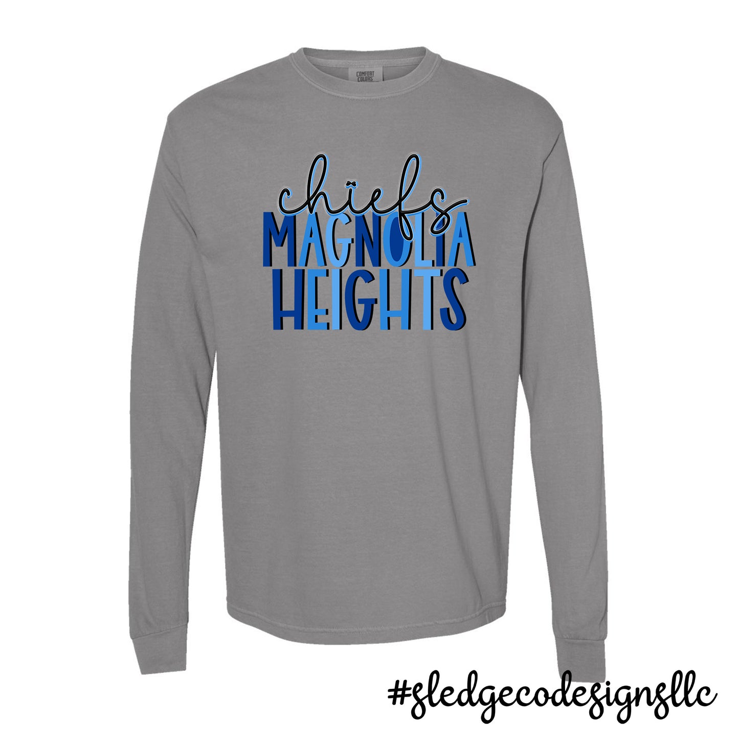 MAGNOLIA HEIGHTS CHIEFS | STACKED BLUE | Long Sleeve Custom Unisex Tshirt