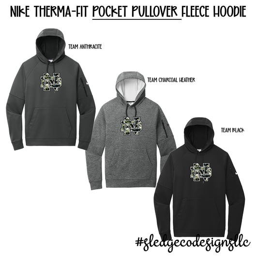 NEW NIKE | NORTH DELTA GREEN WAVE | LOGO | Therma-FIT Pocket Pullover Fleece Hoodie (side zipper)