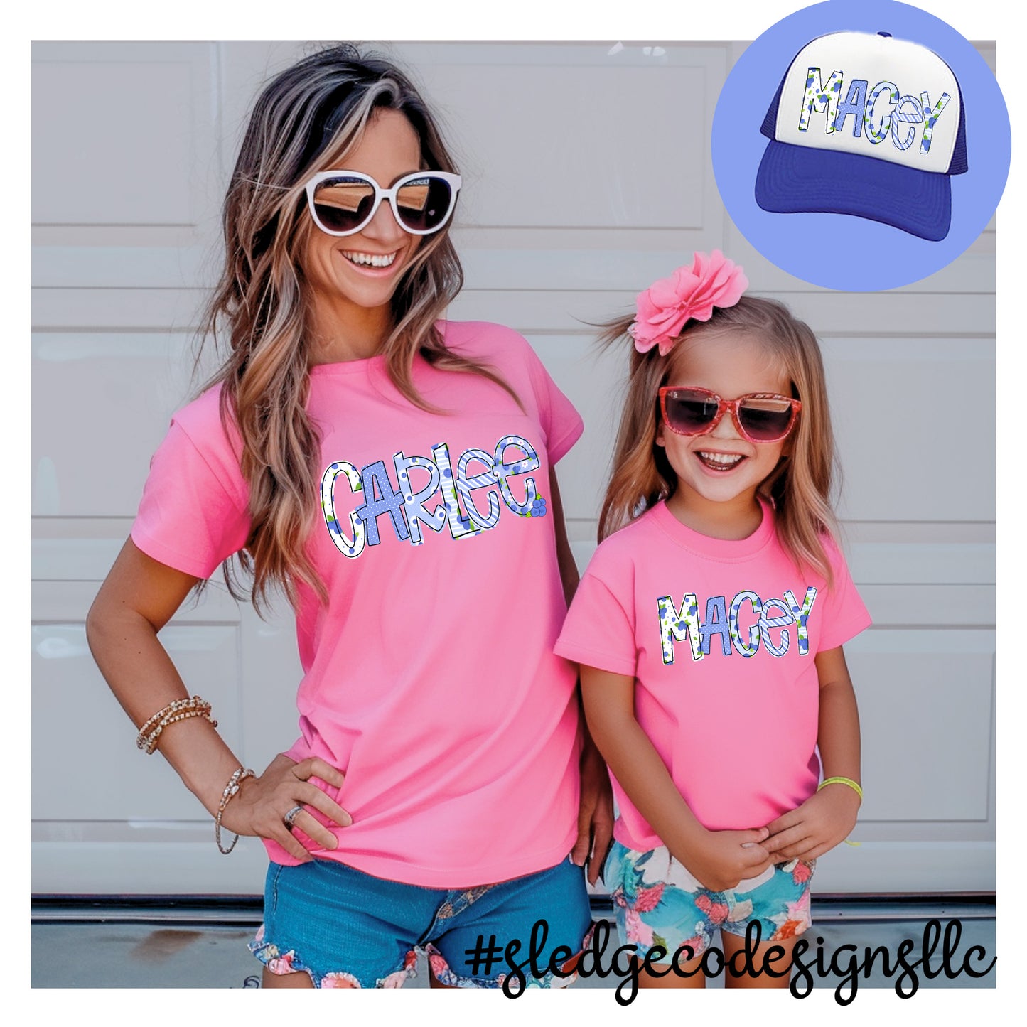 "BLUE BERRIES" Personalized Hand Drawn - Name Shirts for MOM, MINI, GRANDMAW, OR ALL THE GIRLS! | PERFECT FOR TEAMS || CUSTOM TSHIRT