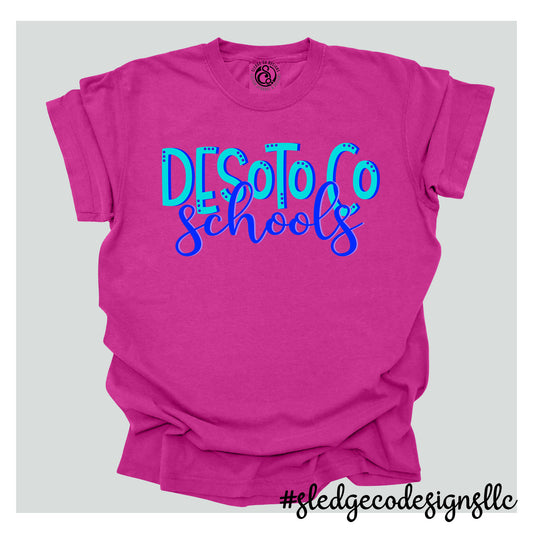 Desoto County Schools | BLUE DUO ON PINK | CC Custom UNISEX TSHIRT