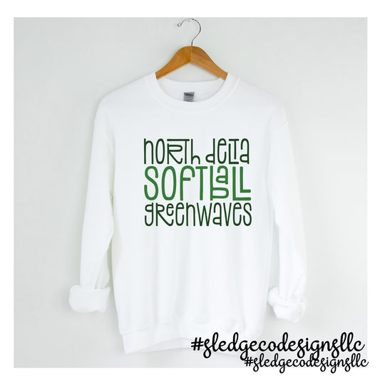 NORTH DELTA | SOFTBALL | STACKED | UNISEX CUSTOM SWEATSHIRTS