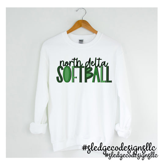 NORTH DELTA | SOFTBALL |  UNISEX HANDDRAWN CUSTOM SWEATSHIRTS