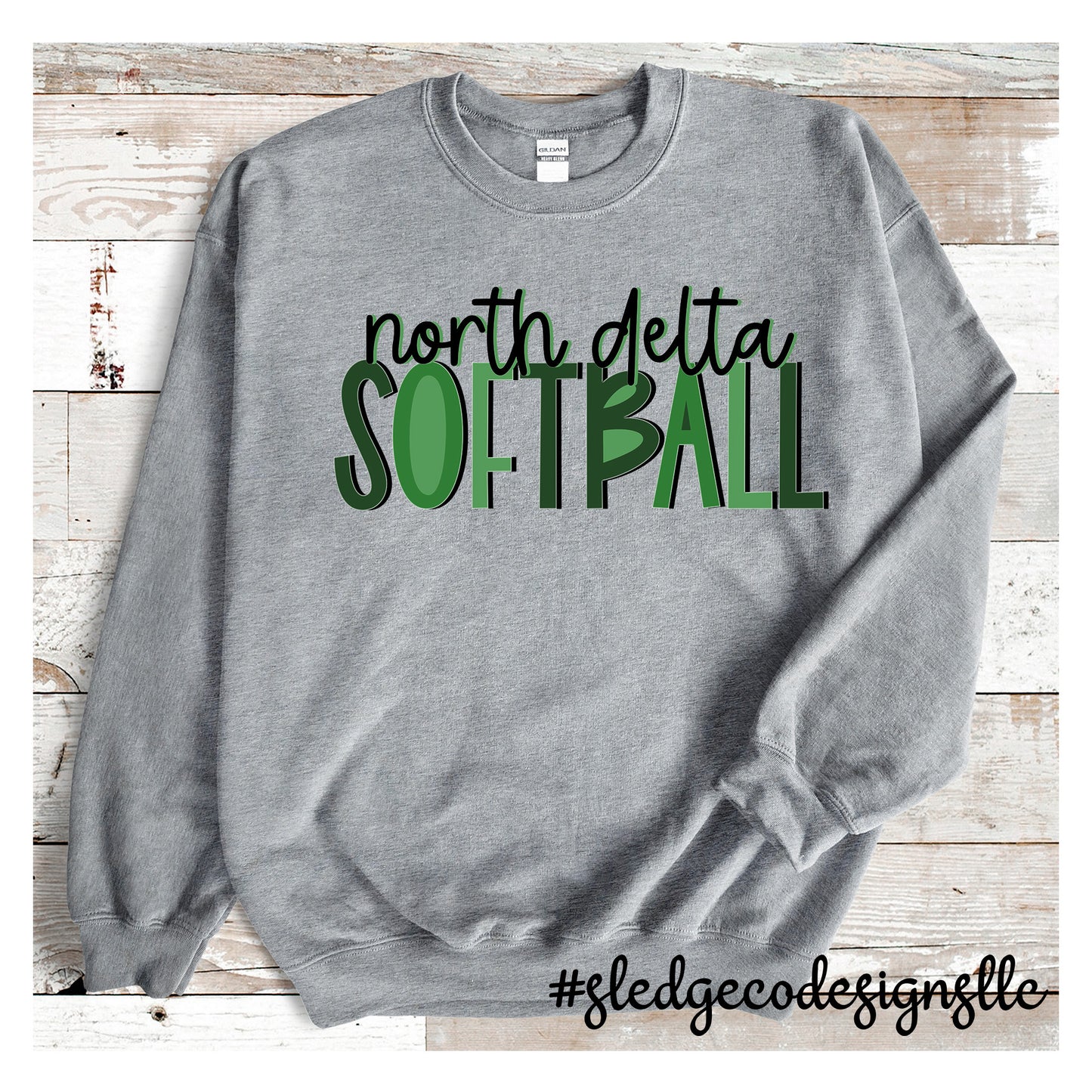 NORTH DELTA | SOFTBALL | STACKED | UNISEX CUSTOM SWEATSHIRTS