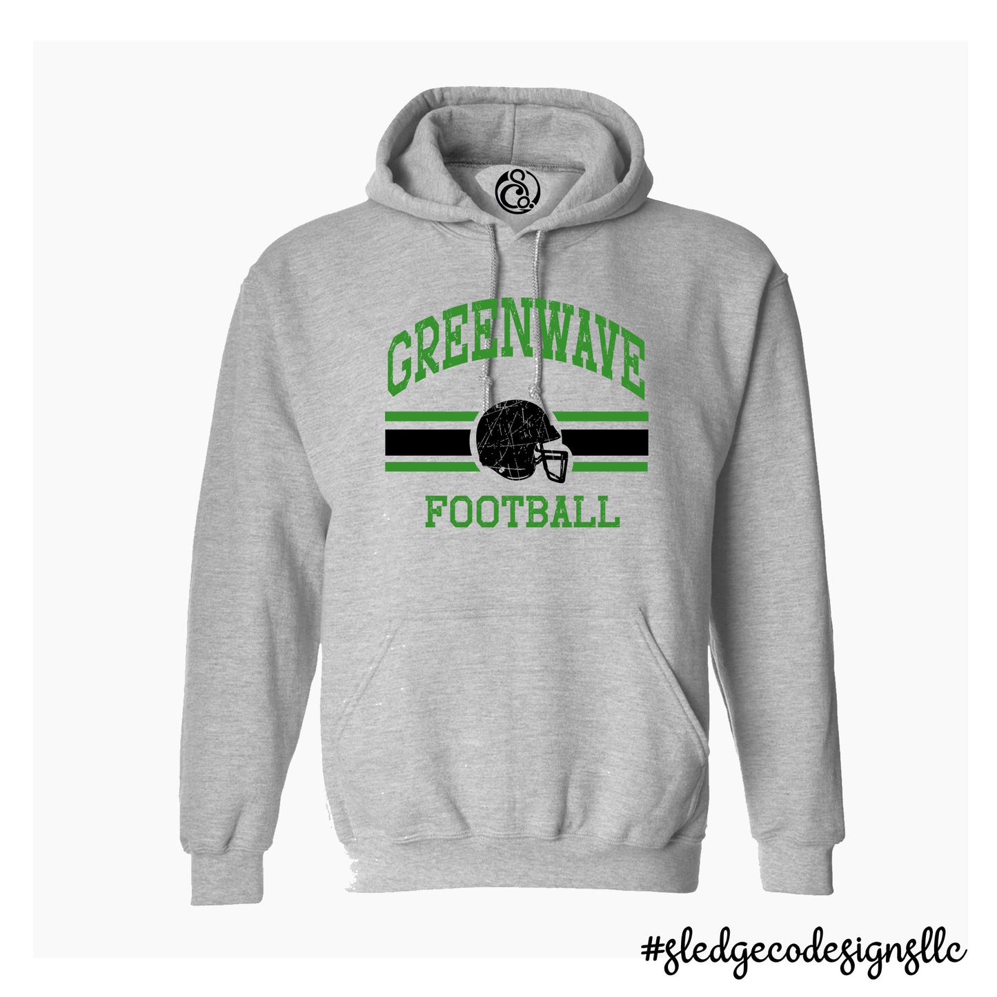 NORTH DELTA GREENWAVE FOOTBALL | CUSTOM UNISEX HOODIE