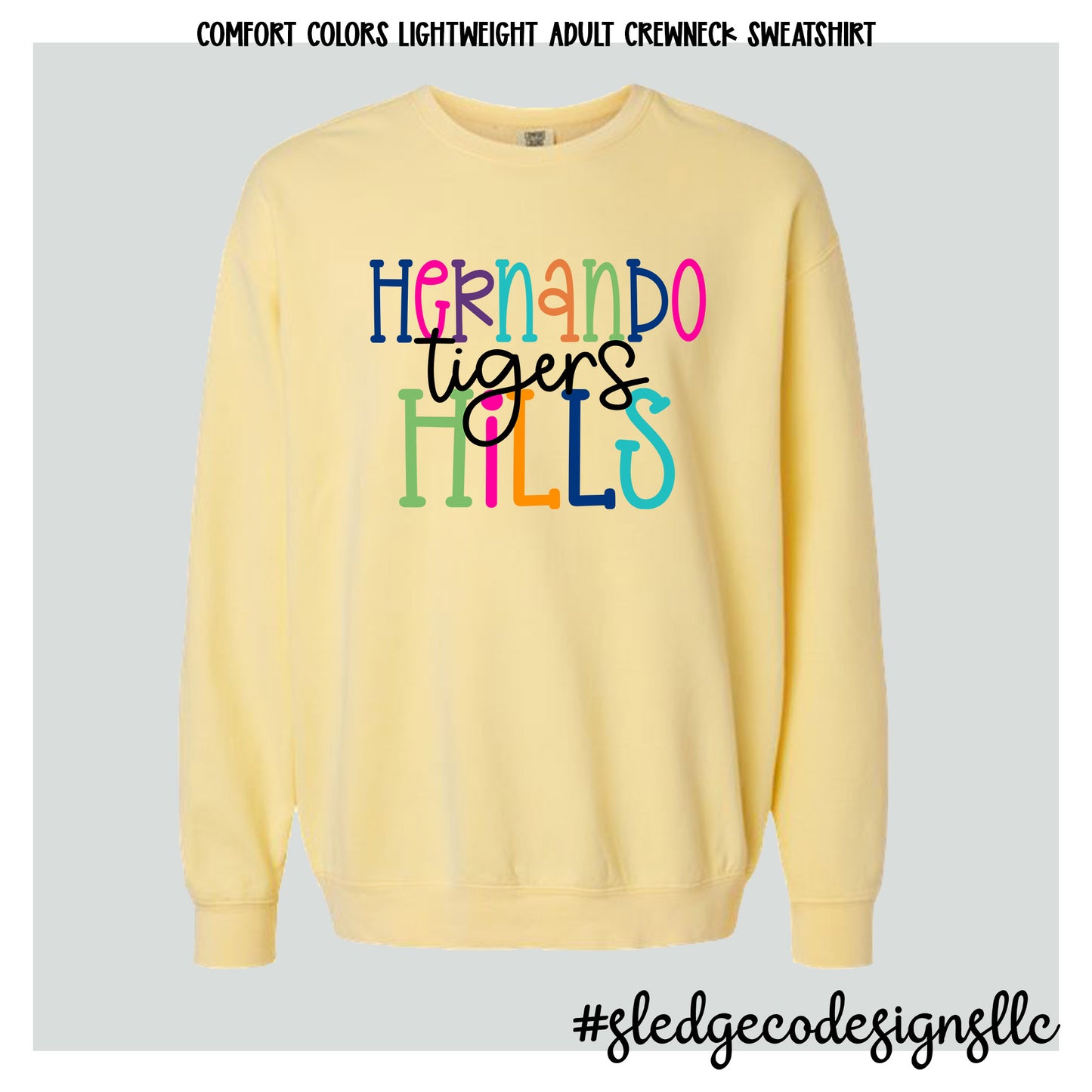 HERNANDO TIGERS | COLORFUL | COMFORT COLORS LIGHTWEIGHT SWEATSHIRT