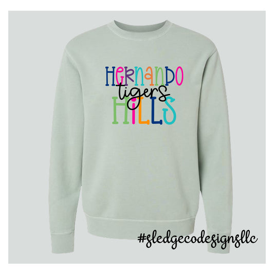 HERNANDO HILLS TIGERS | COLORFUL | Midweight Pigment-Dyed Crewneck Sweatshirt