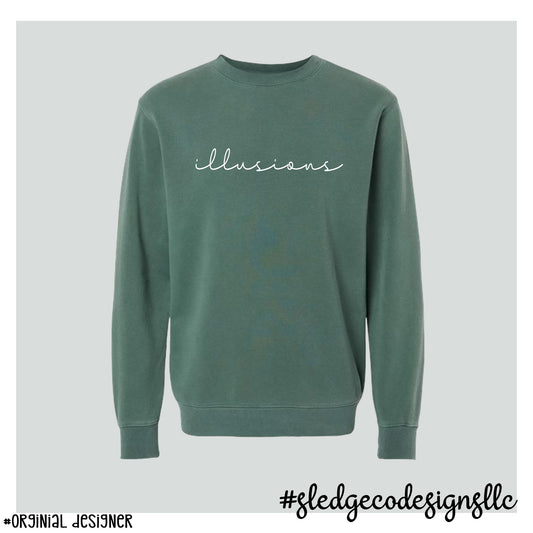 ILLUSIONS SOFTBALL SCRIPT | ITC | Midweight Pigment-Dyed Crewneck Sweatshirt