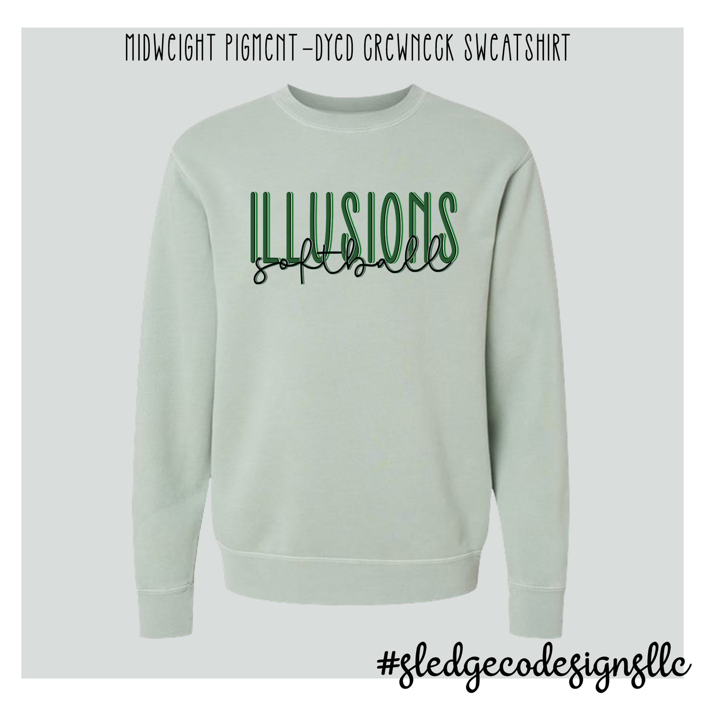 Illusions Softball | Midweight Pigment-Dyed Crewneck Sweatshirt