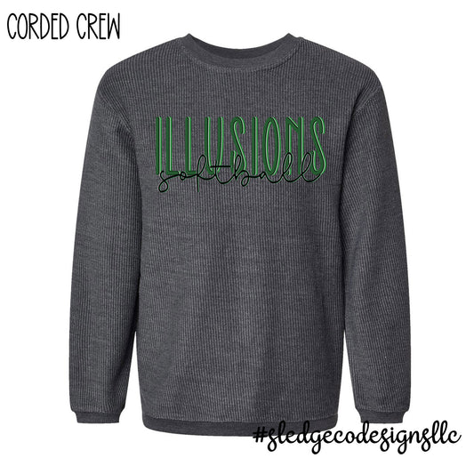 ILLUSIONS SOFTBALL | OVERSIZED CORDED CUSTOM CREW