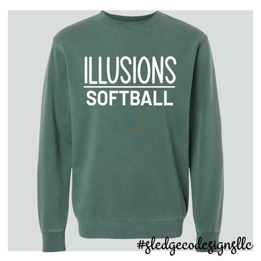 ILLUSIONS SOFTBALL STACKED | ITC | Midweight Pigment-Dyed Crewneck Sweatshirt