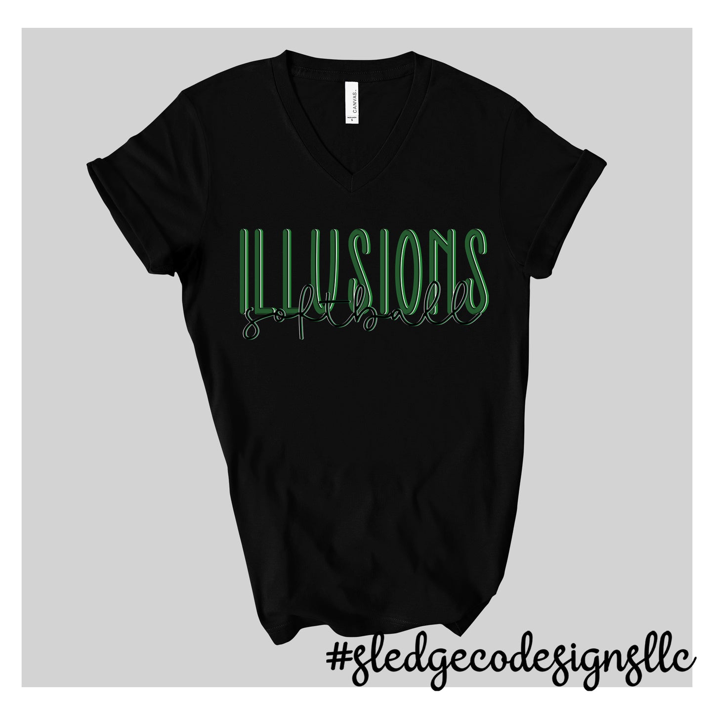 ILLUSIONS SOFTBALL DUO | CUSTOM UNISEX VNECK TEE