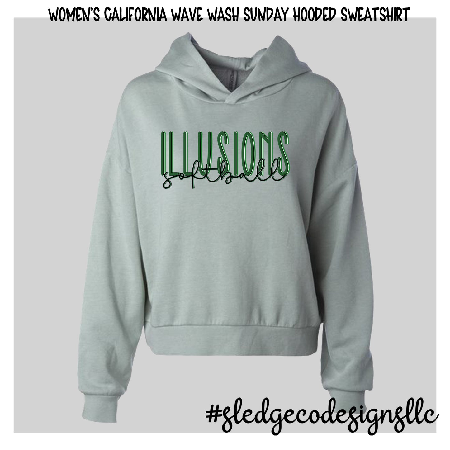 ILLUSIONS SOFTBALL | Women's California Wave Wash Sunday Hooded Sweatshirt