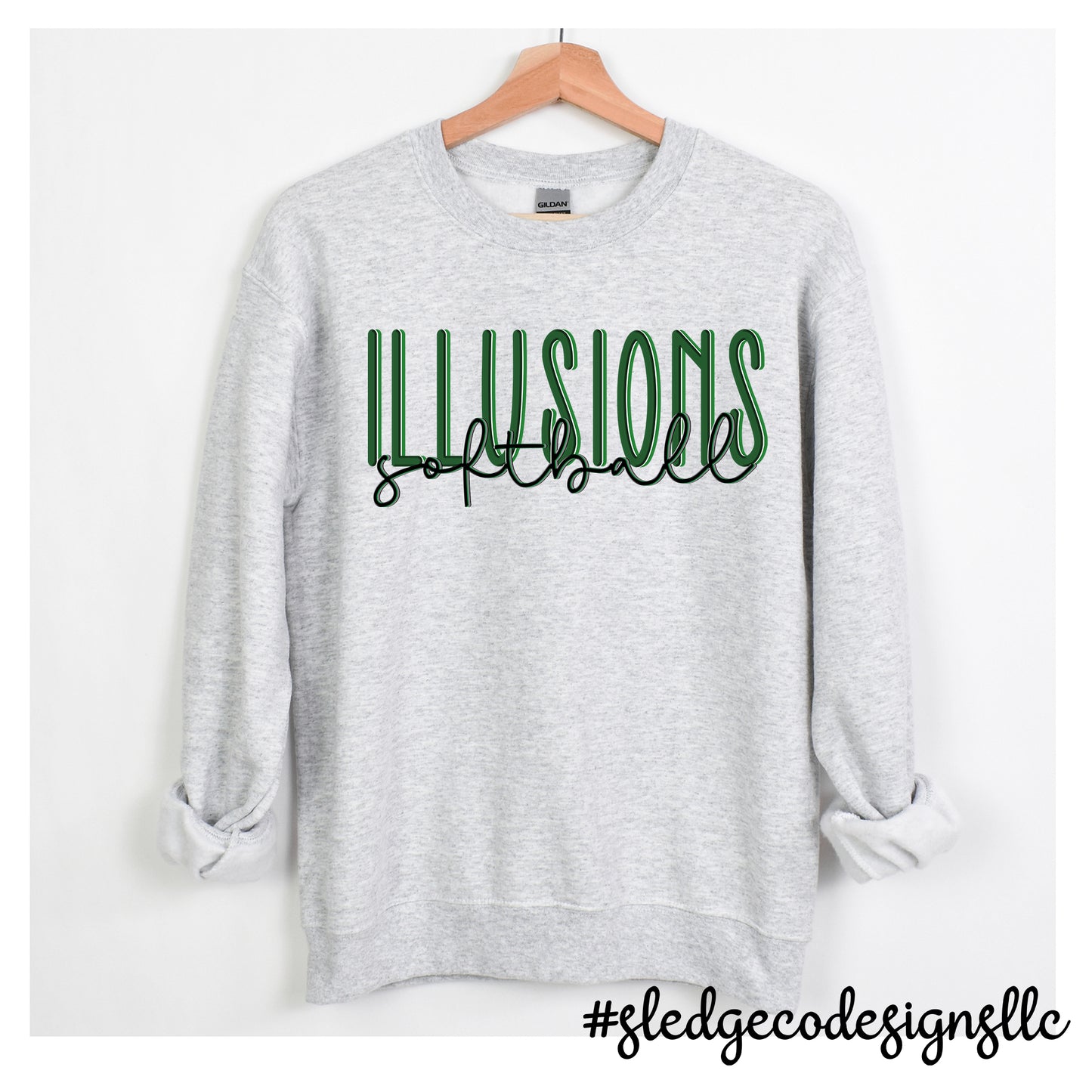 Illusions Softball | MULITPLE COLORS - DUO | CUSTOM SWEATSHIRT | UNISEX