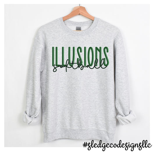 Illusions Softball | MULITPLE COLORS - DUO | CUSTOM SWEATSHIRT | UNISEX