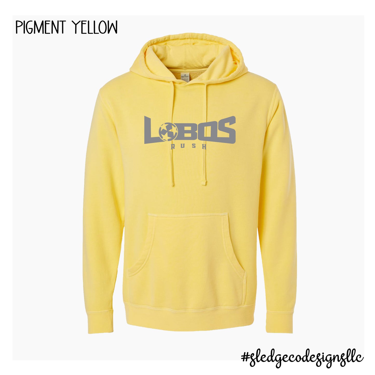 LOBOS SOCCER | Midweight Pigment-Dyed Hooded Sweatshirt | Pigment Yellow
