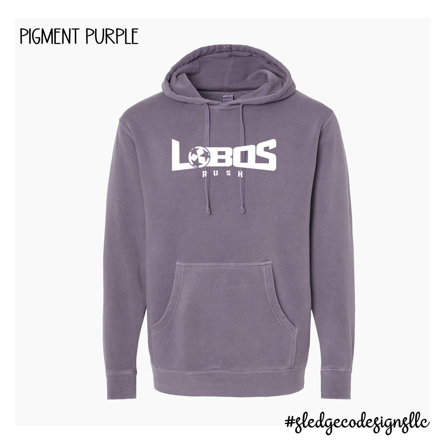 LOBOS SOCCER | Midweight Pigment-Dyed Hooded Sweatshirt | Pigment Plum