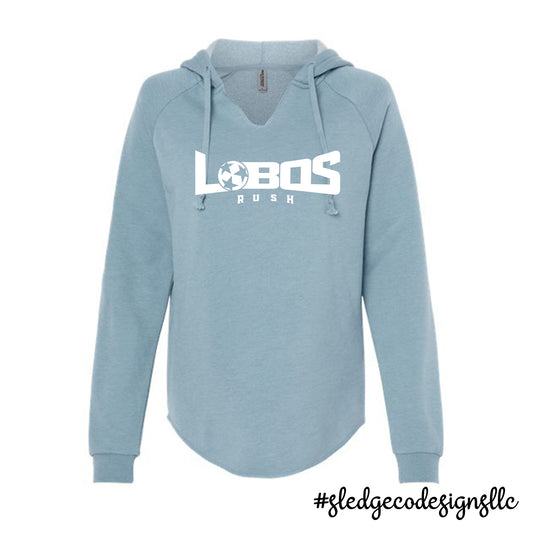 LOBOS RUSH SOCCER | Women’s Lightweight Wave Wash Hooded Sweatshirt | MISTY BLUE