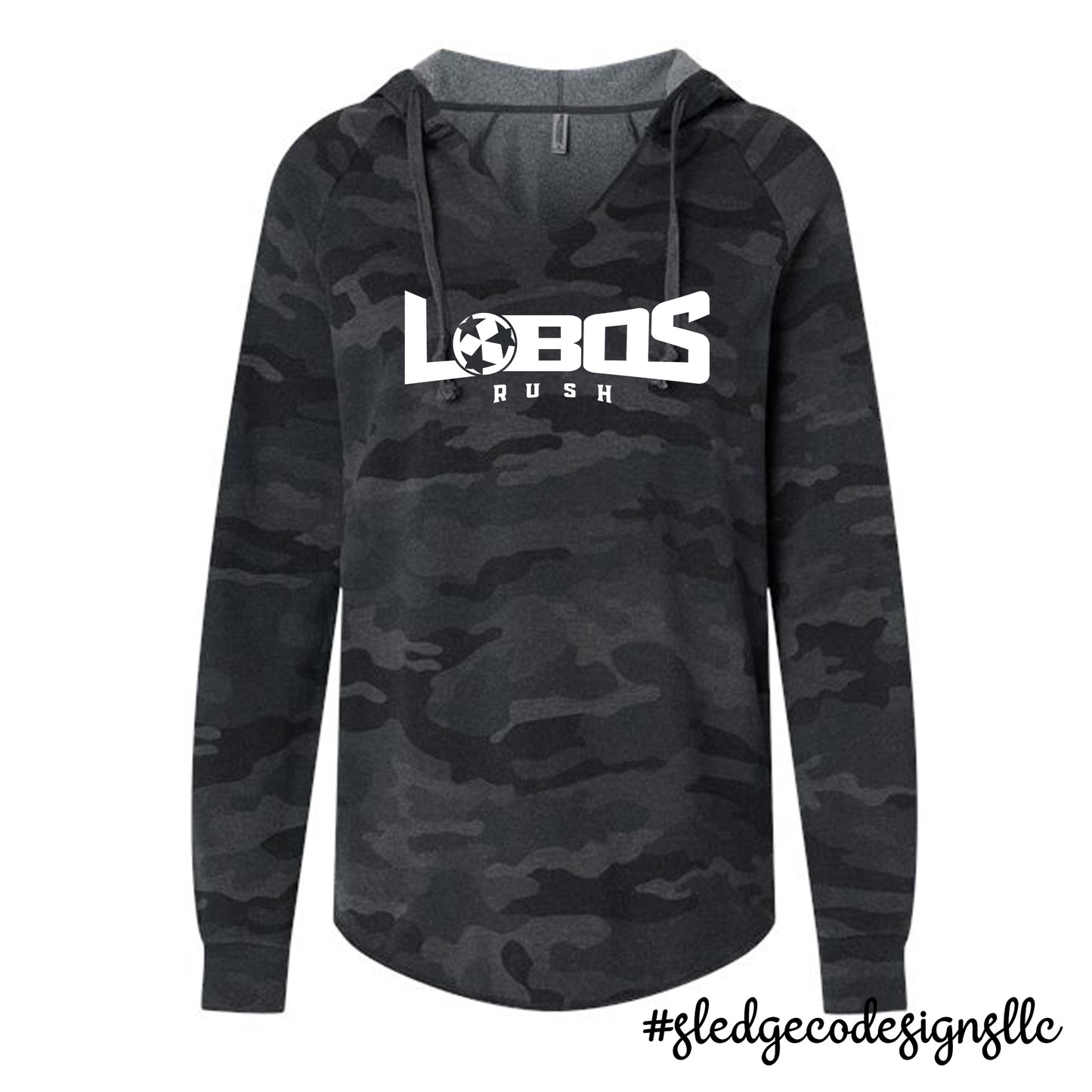 LOBOS RUSH SOCCER | Women’s Lightweight Wave Wash Hooded Sweatshirt | CAMO