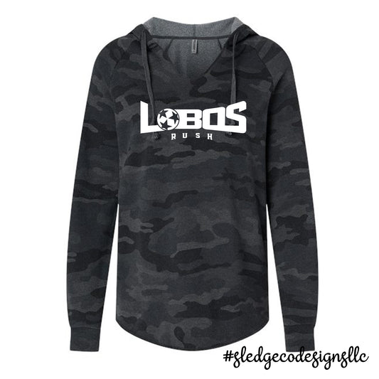 LOBOS RUSH SOCCER | Women’s Lightweight Wave Wash Hooded Sweatshirt | CAMO