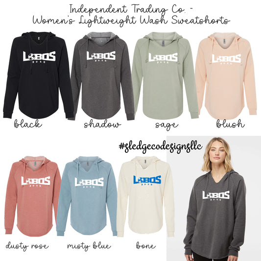 Lobos Soccer |  ITC | Women’s Lightweight Wash Hooded Sweatshirt