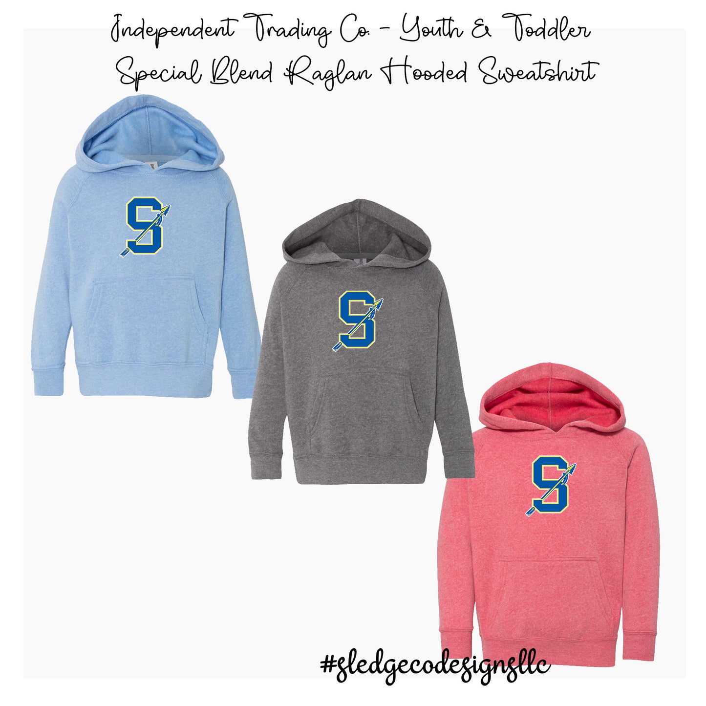 YOUTH & TODDLER SENATOBIA S LOGO - CUSTOM Raglan Hooded Sweatshirt