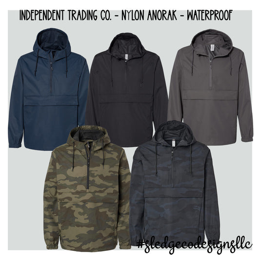 CUSTOMIZE: RAIN JACKET WATERPROOF | Independent Trading Co. | Nylon Anorak | Rainjacket