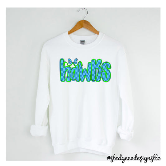 JONES BRUMMETT SCHOOL | HAWKS CHECKERED | UNISEX CUSTOM SWEATSHIRT