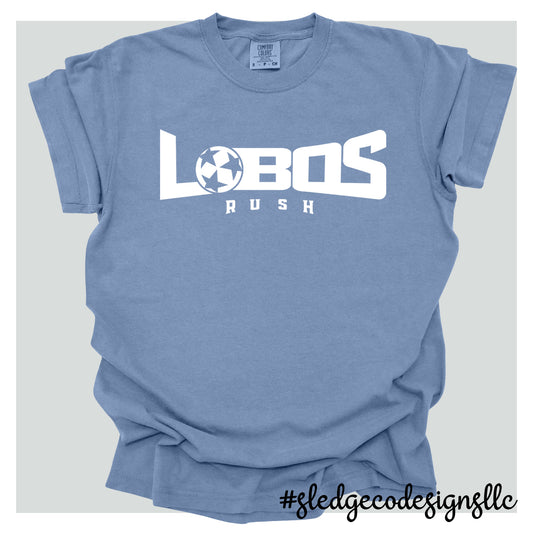 LOBOS RUSH SOCCER - WASHED DENIM | LOBOS SOCCER | COMFORT COLORS UNISEX TSHIRT