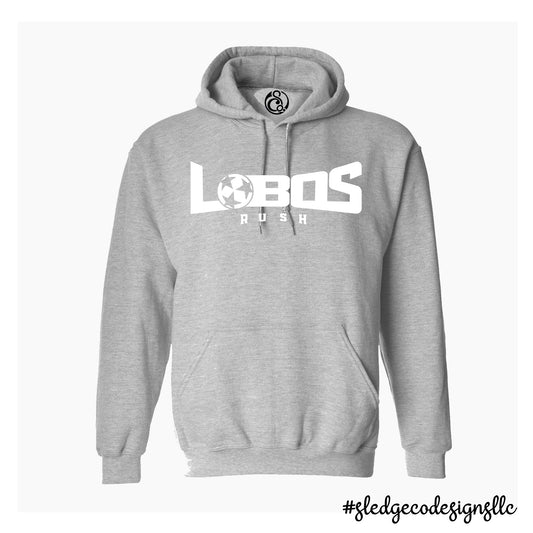 LOBOS SOCCER HOODIE | GREY + WHITE | UNISEX HOODIES