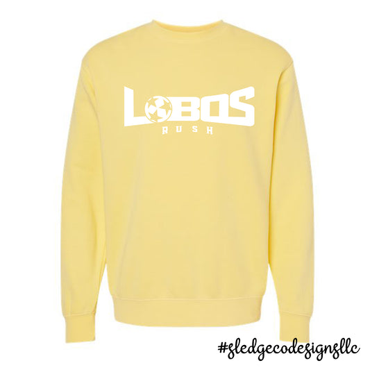 LOBOS RUSH SOCCER | Midweight Pigment-Dyed Crewneck Sweatshirt | YELLOW