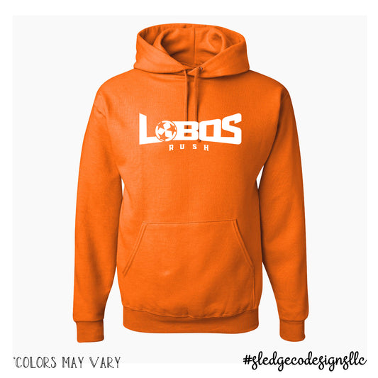 SAFETY ORANGE LOBOS HOODIE | LOBOS SOCCER HOODIE | MADE TO ORDER