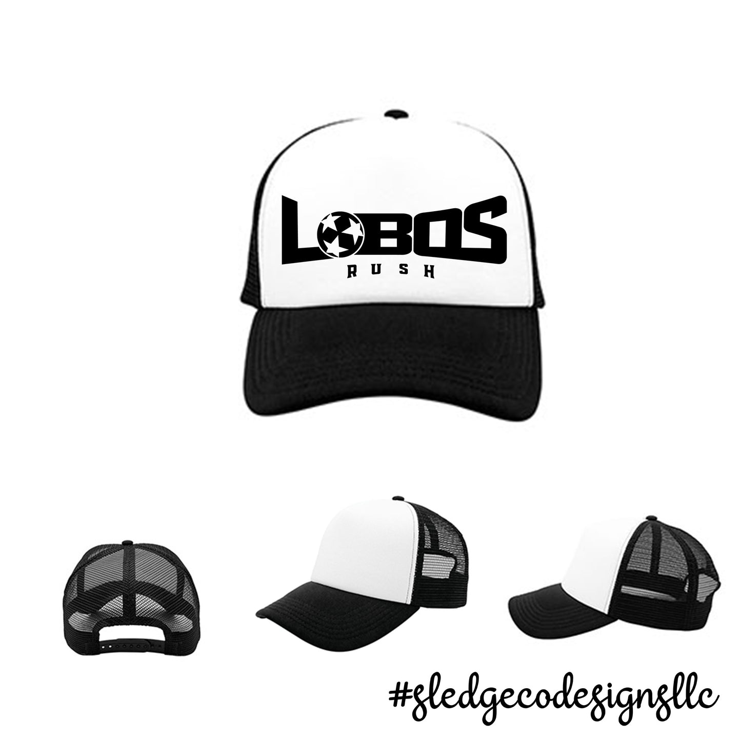 LOBOS RUSH SOCCER | TRUCKER HAT BLACK/WHITE