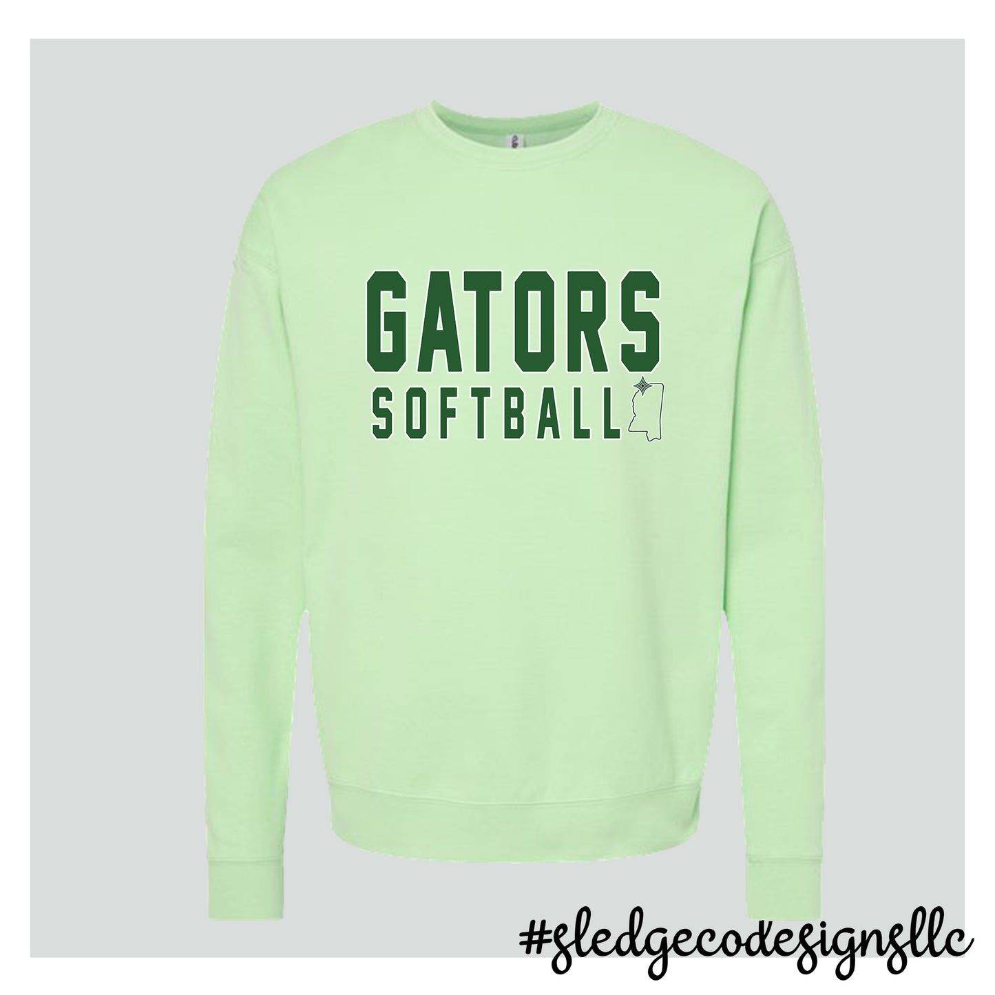 Lake Cormorant Fast Pitch Softball custom unisex sweatshirt featuring exclusive Mississippi softball spirit wear design by Sledge Co Designs.