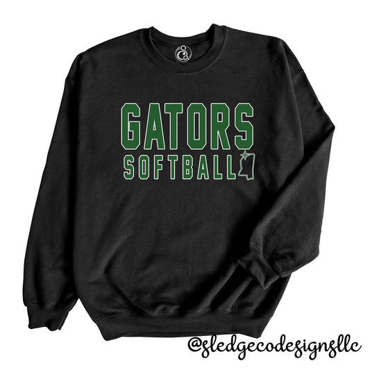 Lake Cormorant Fast Pitch Softball custom unisex sweatshirt featuring exclusive Mississippi softball spirit wear design by Sledge Co Designs.