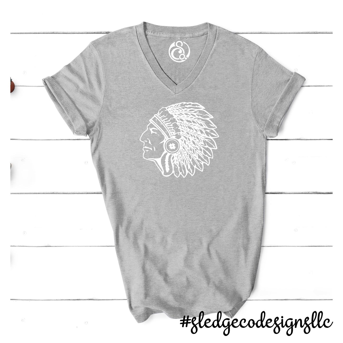 CHIEFS HEAD | MAGNOLIA HEIGHTS |  UNISEX VNECK Custom Unisex Tshirt