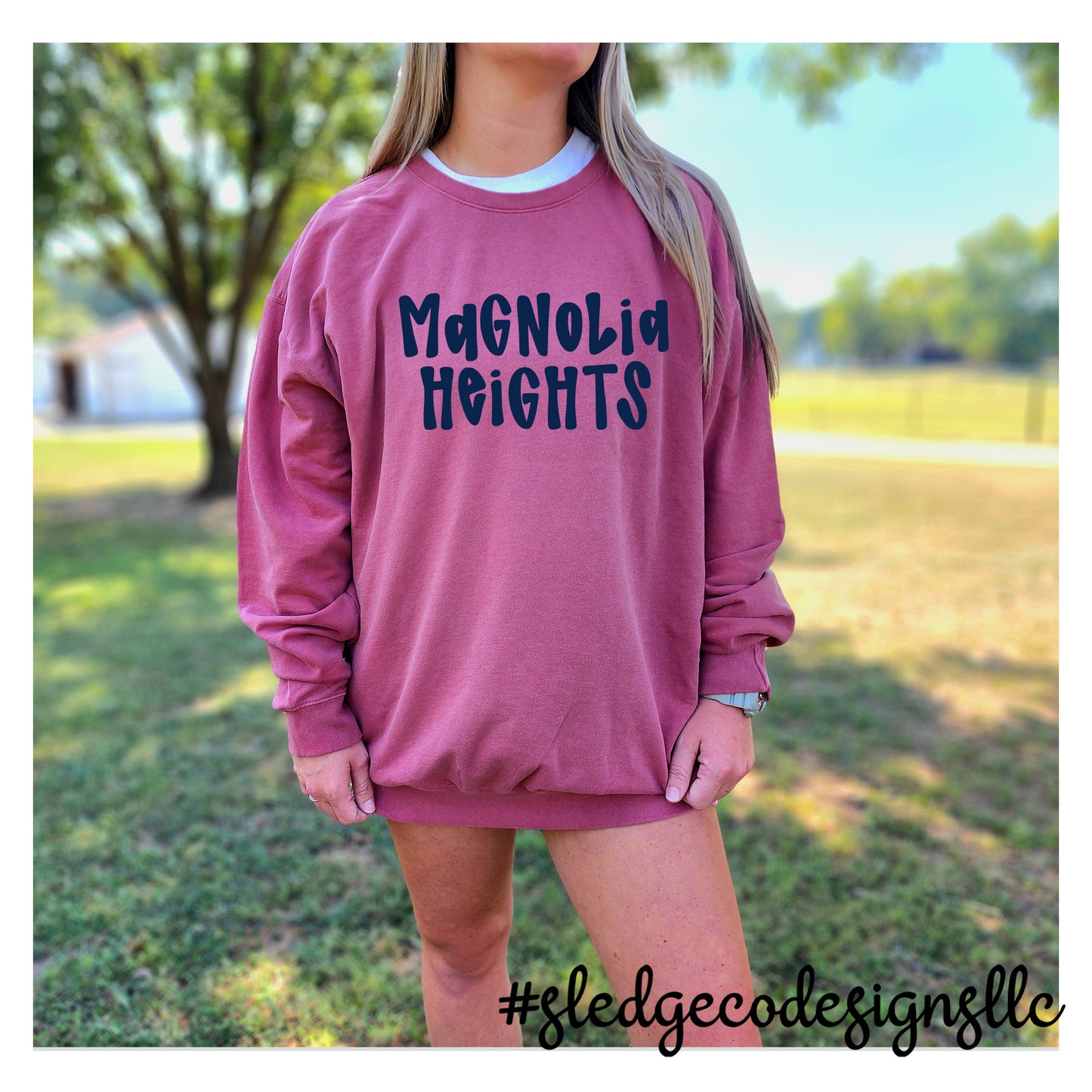 MAGNOLIA HEIGHTS HANDDRAWN | CUSTOM Comfort Colors Lightweight Adult Crewneck Sweatshirt