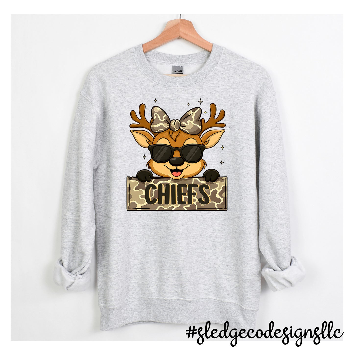 MHS MAGNOLIA HEIGHTS | CHIEFS REINDEER CAMO GIRL |  CUSTOM UNISEX Sweatshirt