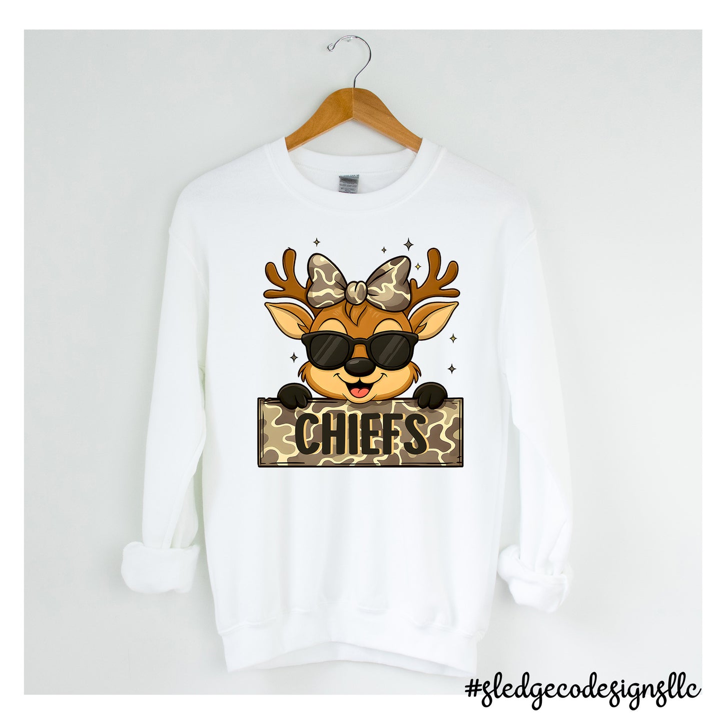 MHS MAGNOLIA HEIGHTS | CHIEFS REINDEER CAMO GIRL |  CUSTOM UNISEX Sweatshirt