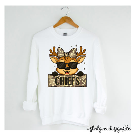 MHS MAGNOLIA HEIGHTS | CHIEFS REINDEER CAMO GIRL |  CUSTOM UNISEX Sweatshirt