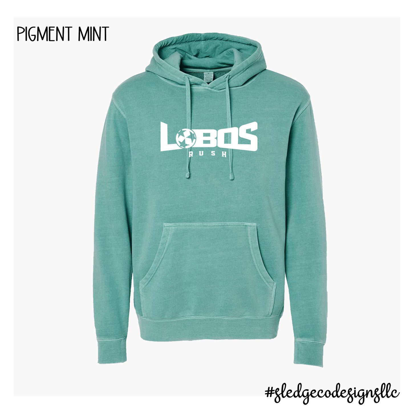 LOBOS SOCCER | Midweight Pigment-Dyed Hooded Sweatshirt | Pigment Mint