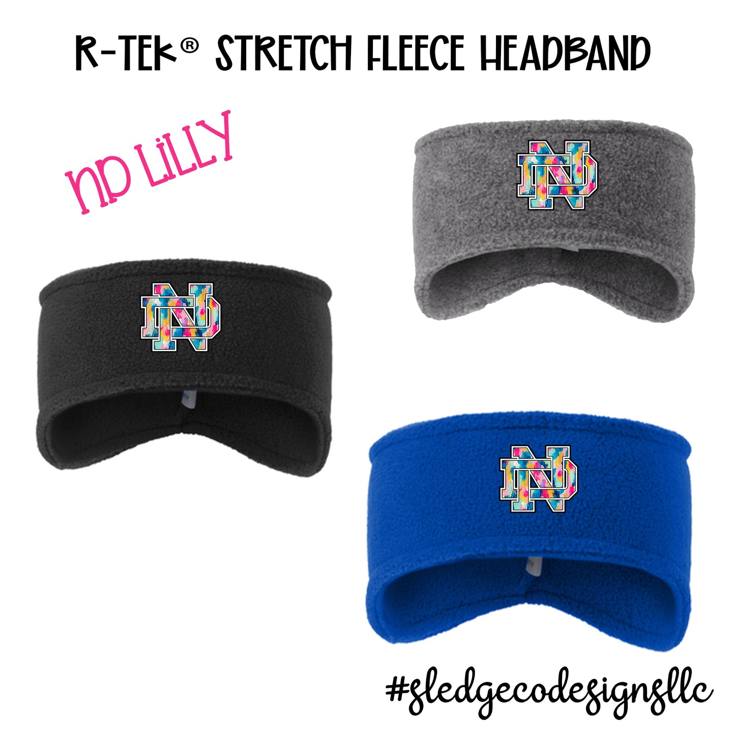 NORTH DELTA GREEN WAVE | LILLY ND LOGO | Stretch Fleece Headband