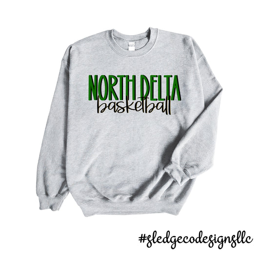 NORTH DELTA BASKETBALL | DUO | CUSTOM UNISEX HANDDRAWN SWEATSHIRTS